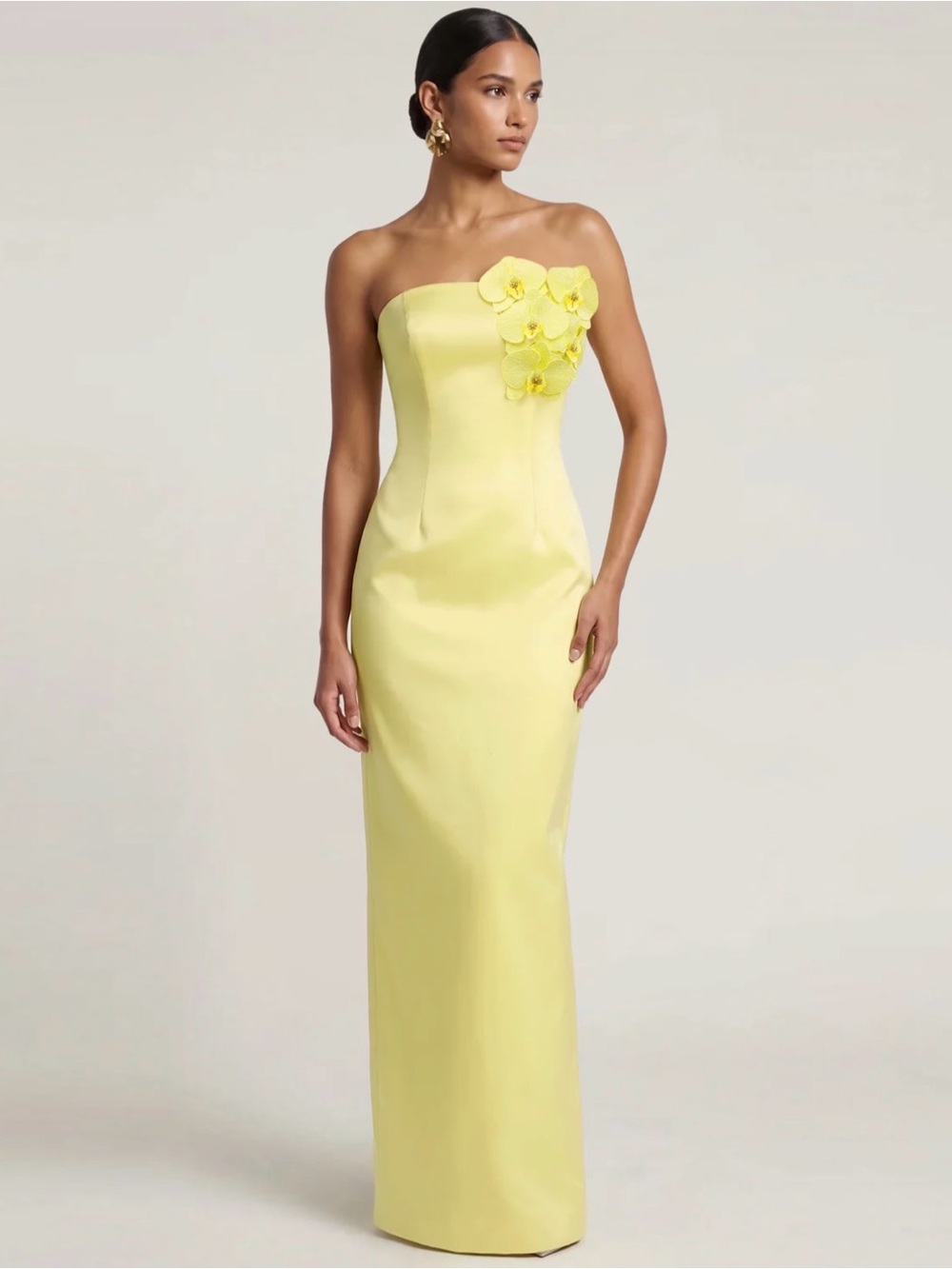 JW PEI Orchid Embellished Strapless Maxi Dress - Yellow